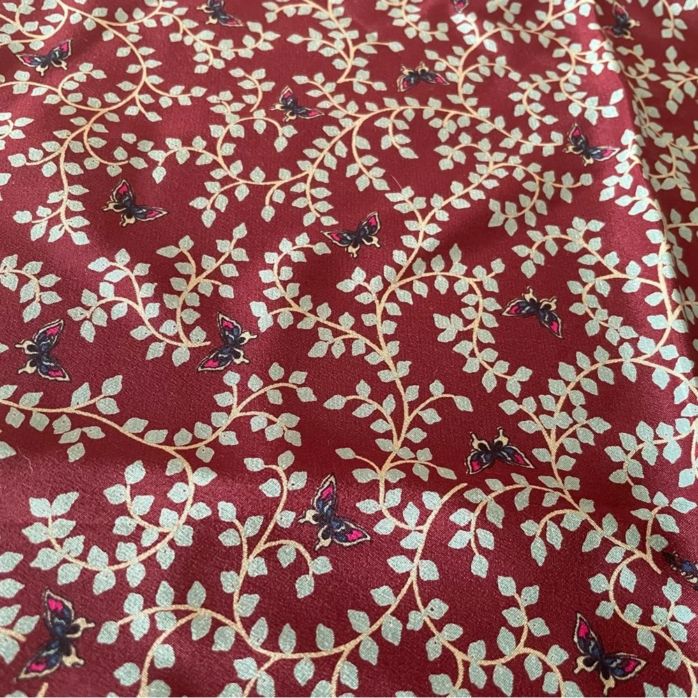 Flaviano Roma’s silk Elegant Floral Paisley, butterfly‎ red scarf 30/30